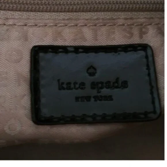 KATE SPADE NY BLACK NYLON PATENT LEATHER SHOULDER BAG WITH SILVER CHAIN … - Picture 5 of 9